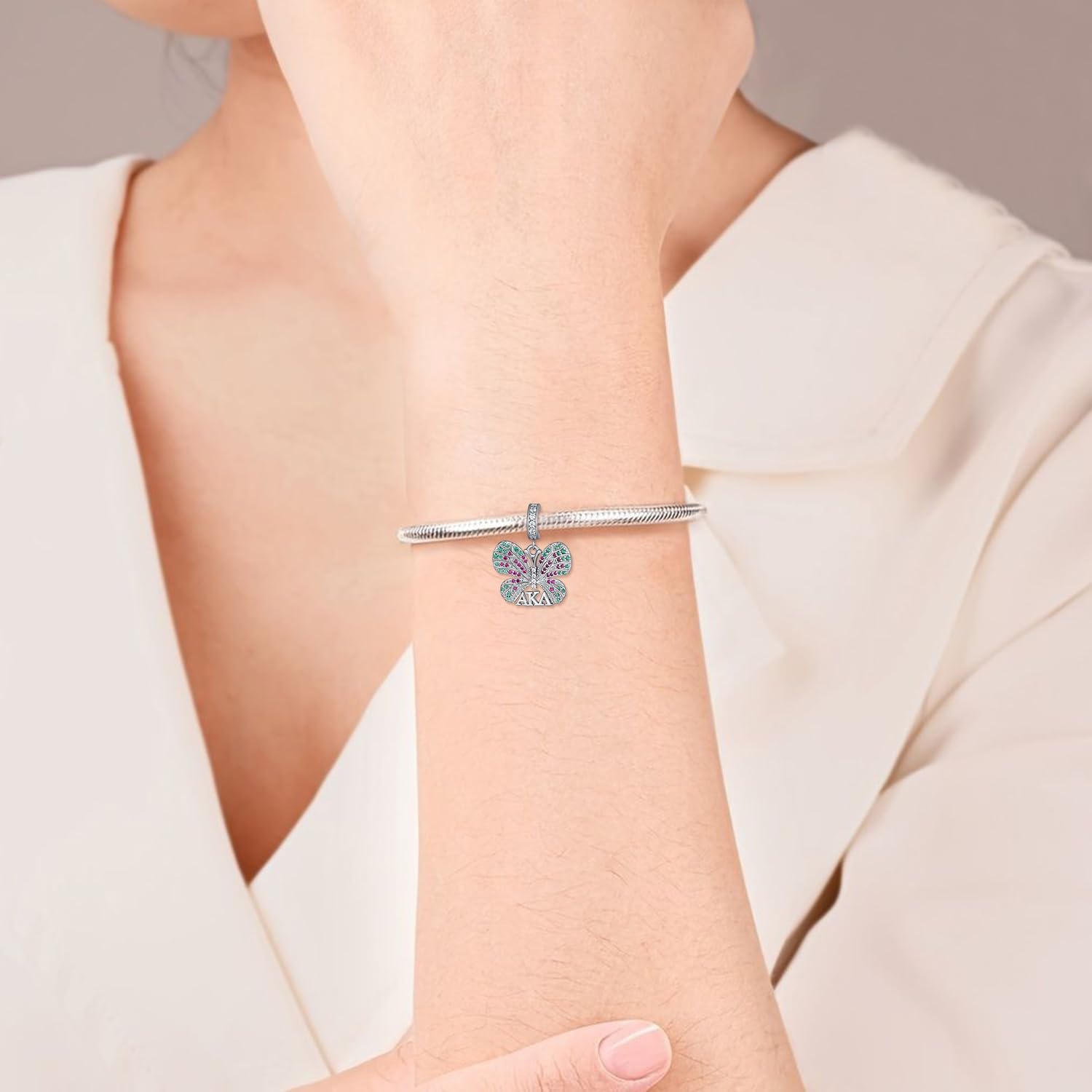 AKA Sorority Gifts for Women 925 Sterling Silver AKA Charms for Bracelets Sorority Charms Jewelry Gifts for Women
