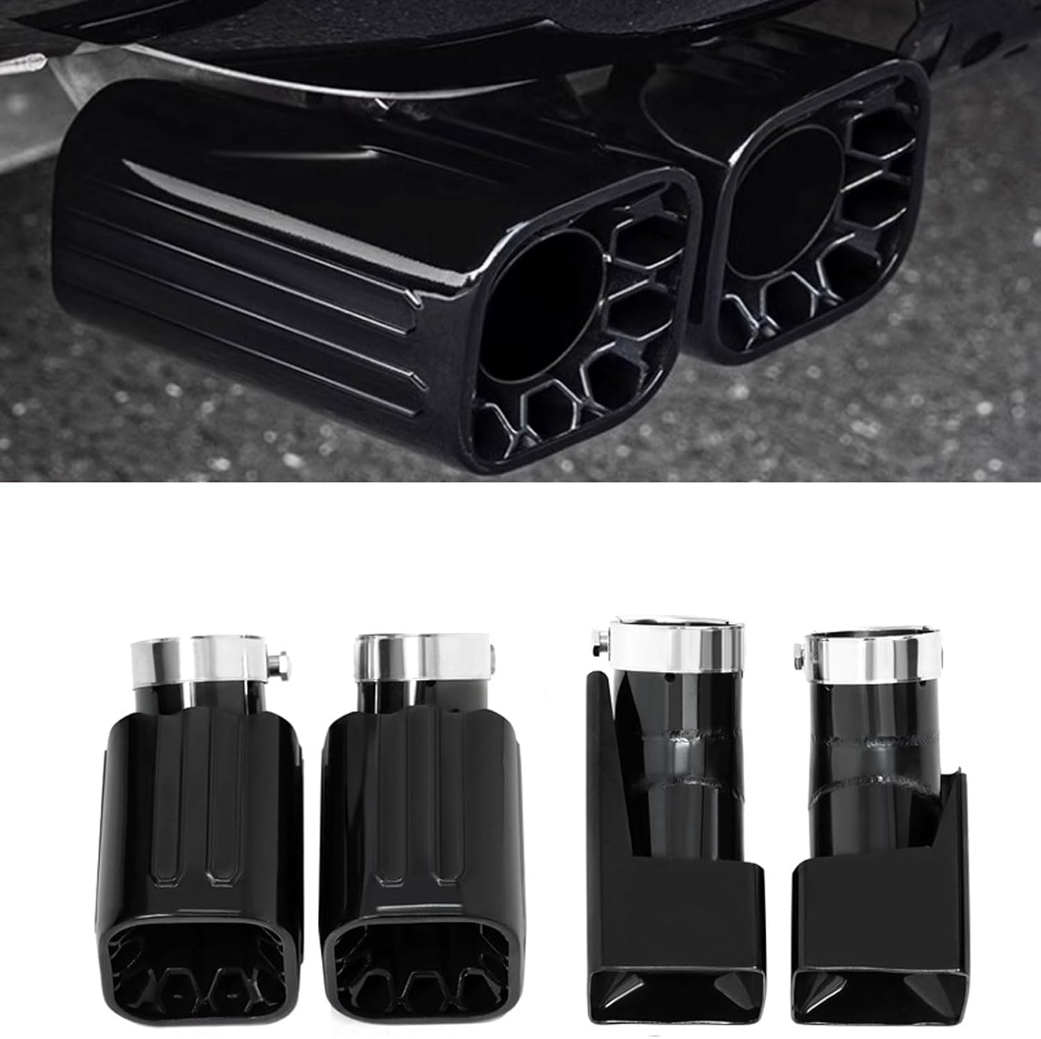 Stainless Steel Car Exhaust Tip for Land Rover Defender 90 110 Diesel Version,Exhaust Tail Pipe Outlet Muffler Exhaust Tip Throat Pipe Exhaust Muffler Pipe Accessories,A-Normal