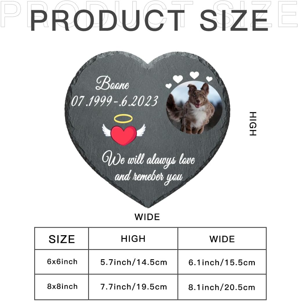 Photo Dog Memorial Stone Outdoor, Pet Memorial Stone, Dog Memorial Heart Shaped Stone, Pet Grave Marker Headstone, Personalized Pet Memorial Gift, Loss of Dog Cat Sympathy Gift