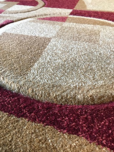 Modern Door Mat Area Rug Burgundy Beige Contemporary Abstract Design 322 (2 Feet X 3 Feet 4 Inch) #TOP7