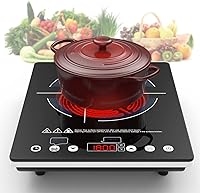 Vista 1 de VBGK Placa de Cocción Eléctrica, estufa eléctrica de 110 V, control táctil LED de un solo quemador, 9 niveles de potencia, bloqueo y temporizador