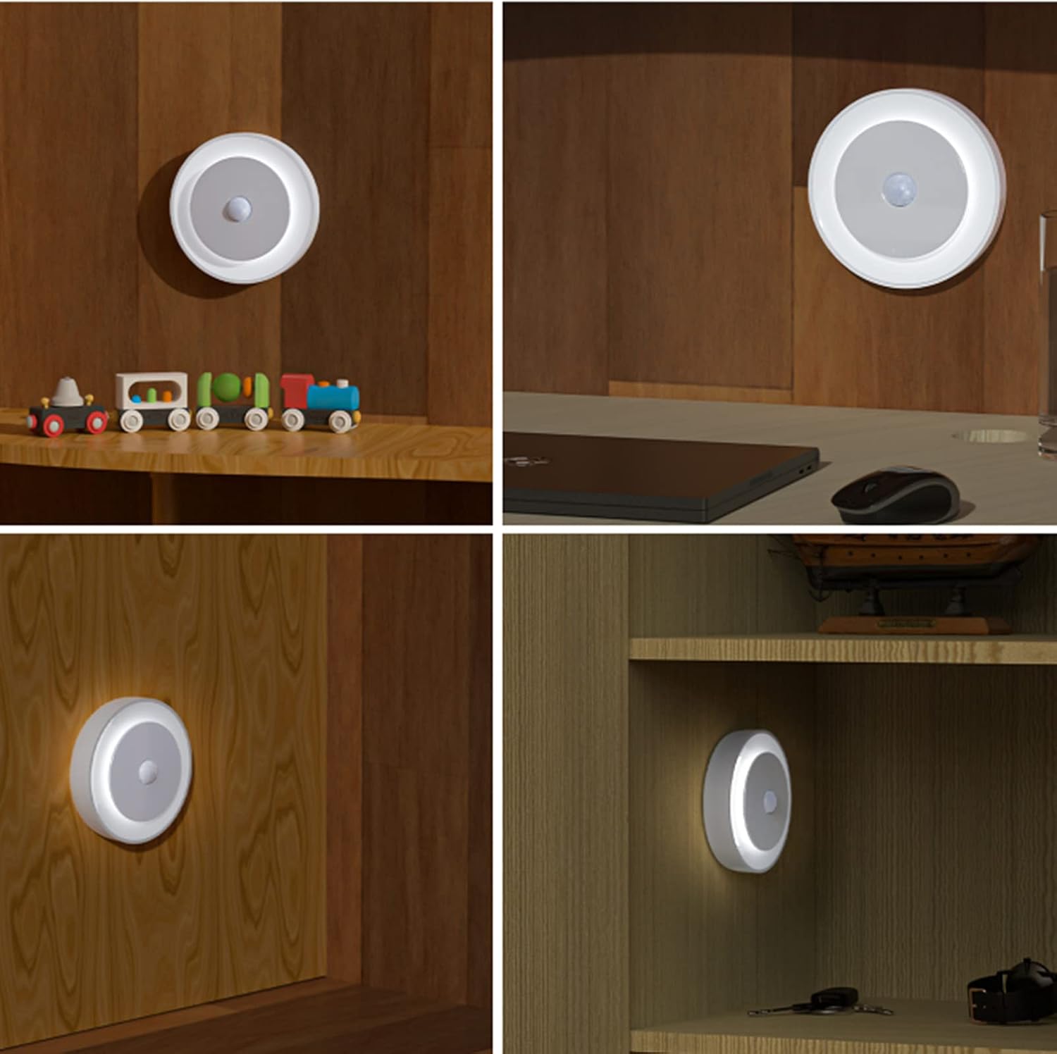 HFCDL Stick on Motion Sensor Lights for Closet Stair Lamp Battery Operated Wireless Portable LED Nightlight Automatic Wall Step Light for Bathroom Storage Room Hallway Bedroom, 8 Pack