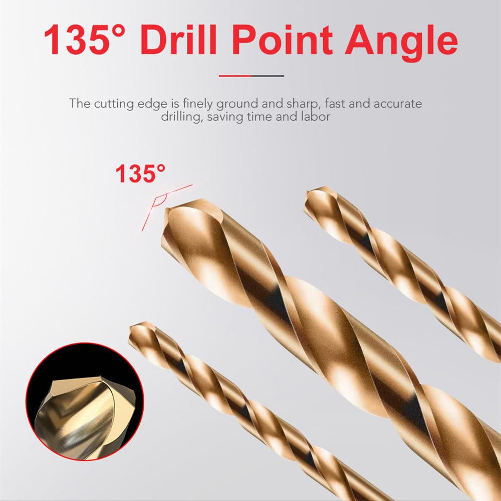 Punta elicoidale per trapano cobalto M35 HSS per metallo, alluminio, rame, acciaio inox, per legno, 1 mm-13 mm, set da 5/10 pezzi opzionali, 10,2 mm (5 pezzi)