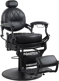 Barber Chair Salon Chair, Vintage Hair Styling Chairs for Barbershop Beauty Tattoo Massage Heavy Duty 700lbs for Hair Stylist, Salon (Black Seat Pad)