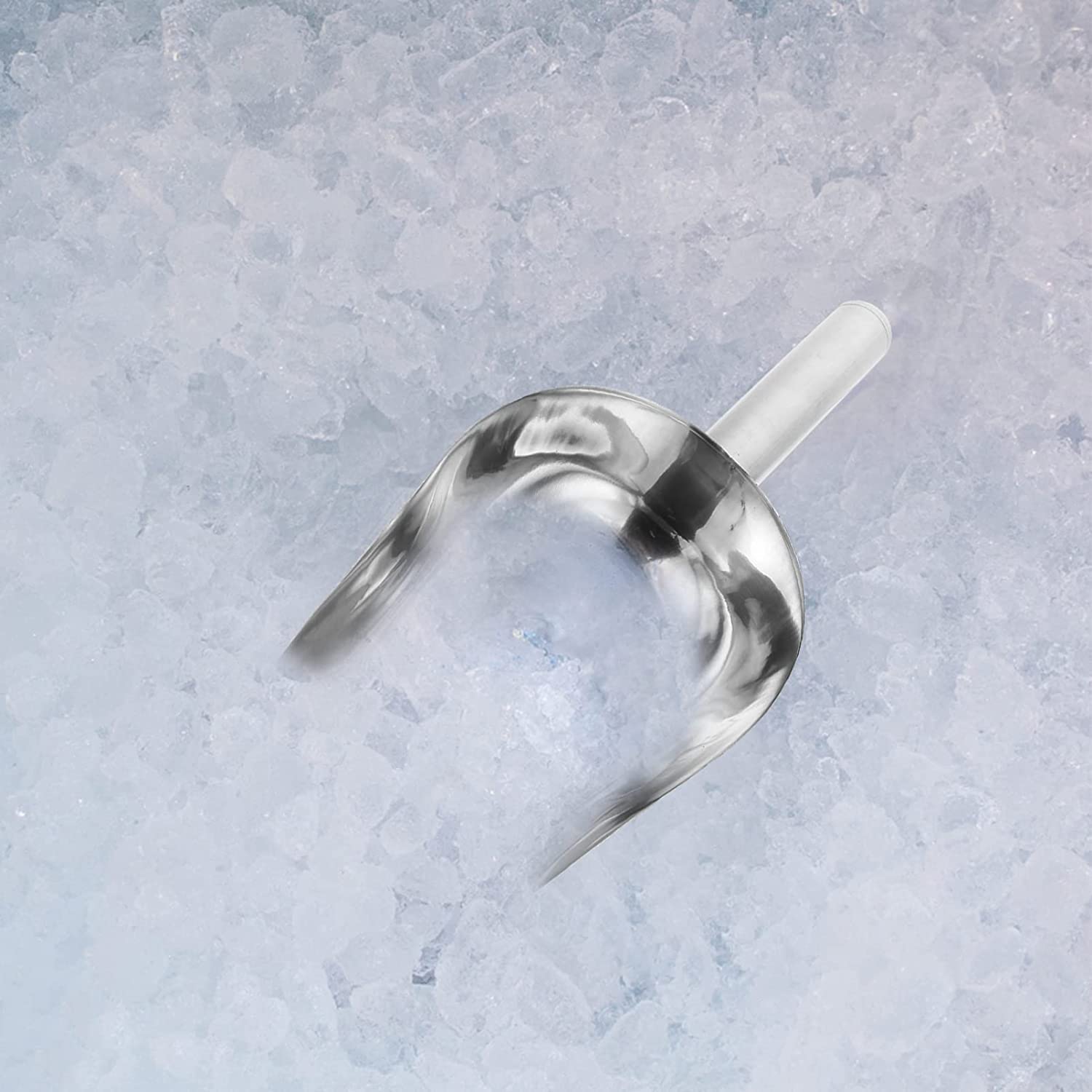 Eisschaufel aus Metall, Eisschaufel, Mehlschaufel: Edelstahl-Eisschaufel, Eiswürfelschaufel, flacher Boden, Gebrauchsschaufel für Bar, Küche, Popcorn, Süßigkeiten, Kaffeebohnen, 1 Tassenschaufel (F