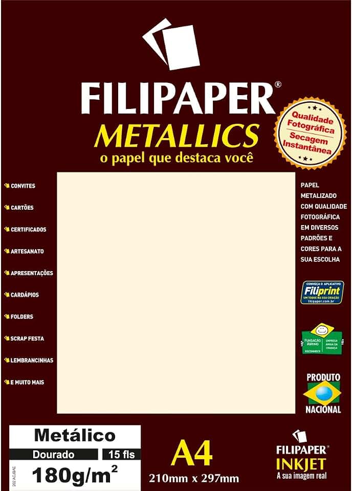 Filiperson Classics Papel Pérola para Trabalhos Manuais, Dourado, A4