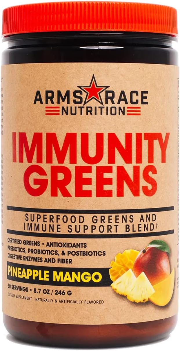 Arms Race Nutrition Immunity Greens Superfood Greens and Immune Support Blend – 9.2 oz. (30 Servings) (Pineapple Mango) Arms Race Nutrition Immunity Greens Superfood Greens and Immune Support Blend – 9.2 oz. (30 Servings) (Pineapple Mango)