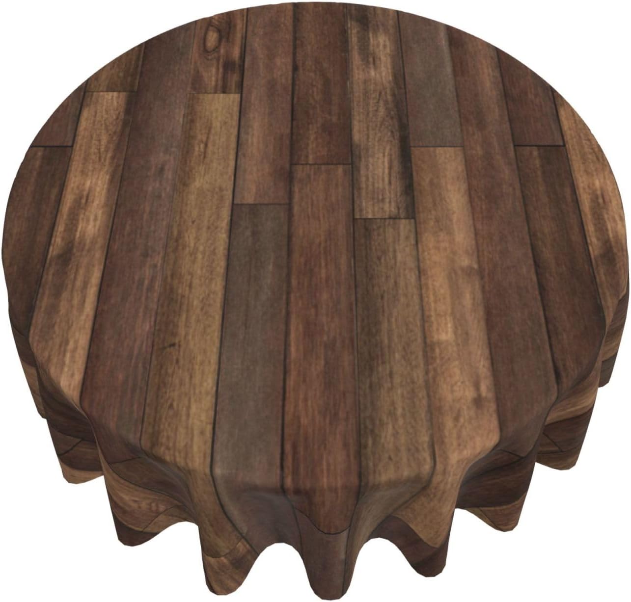 Farmhouse Table Cloth Wood Grain Tablecloths Brown Round Tablecloth Wipe Clean Tables Cover Polyester Circle Cloths for Dinner Party Kitchen Dining Room, 63 Inch Style 6