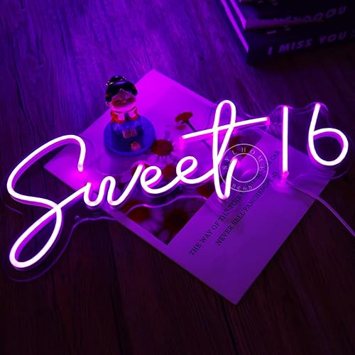 Miniatura 8 de Letrero de luz de neón con 16 luces LED de 17 x 7.3 pulgadas, 5 V, para dormitorio de niñas y adultos, decoración de pared para decoración de pared