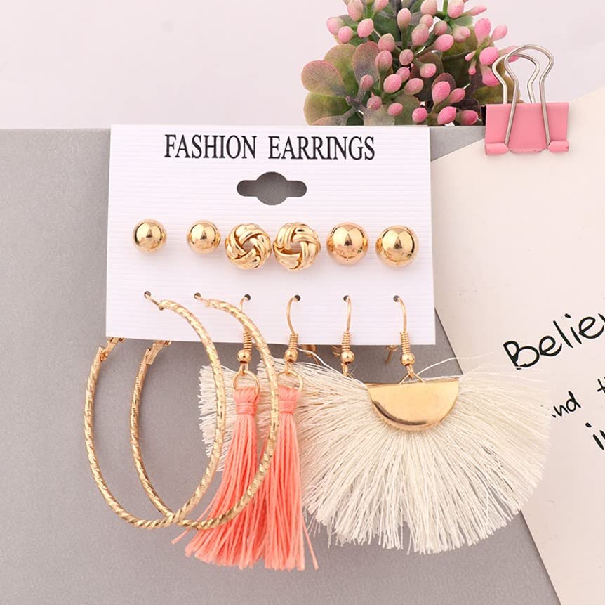 Image of ANNACREATIONS Stylish combo of pearl stud hoop earrings set for Women Girls