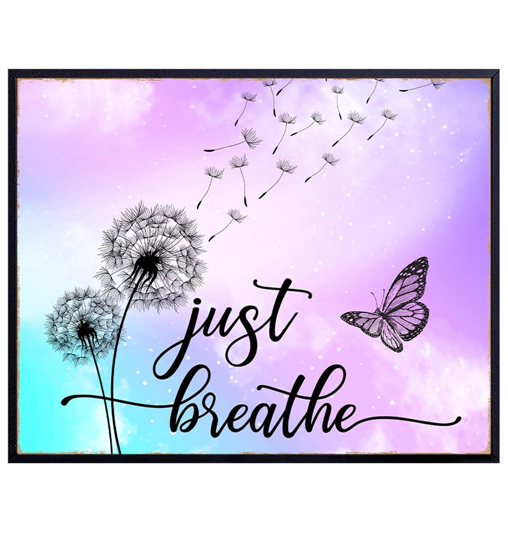 Just Breathe Wall Art positive Quotes Purple Office Wall