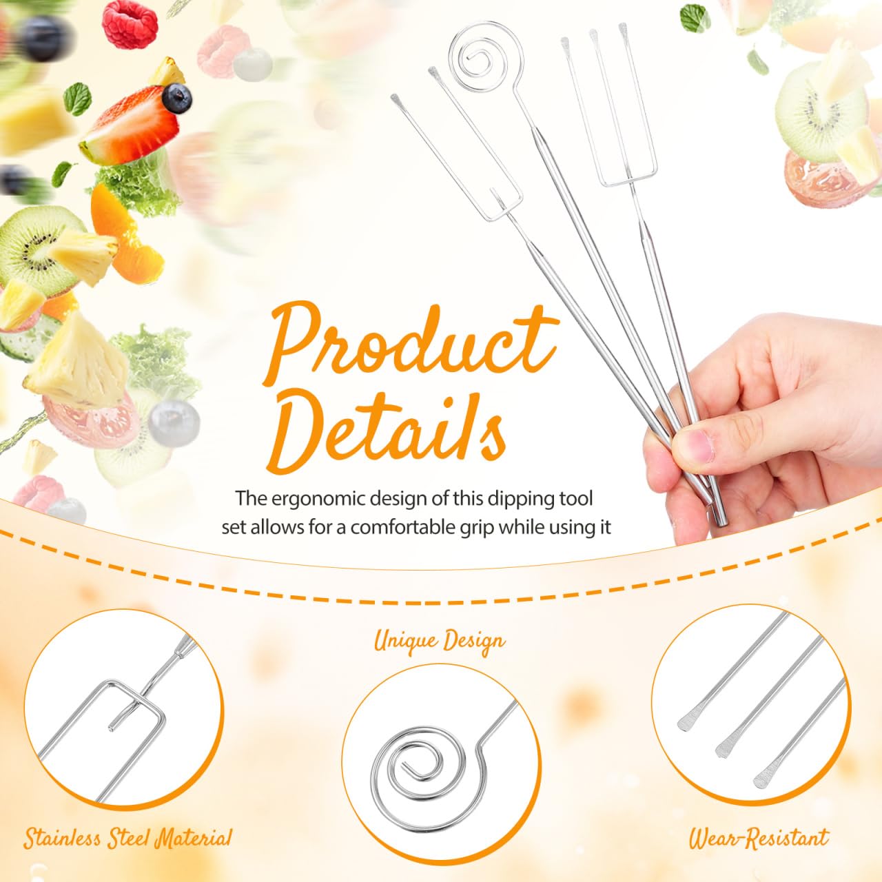 3Pcs Chocolate Dipping Tools, Stainless Steel Truffle Candy Dipping Tools Set, Baking Supplies Stainless Steel Fondue Fork, Cooking Supplie for Home Bakers Dishwasher Safe — Amazon image 5