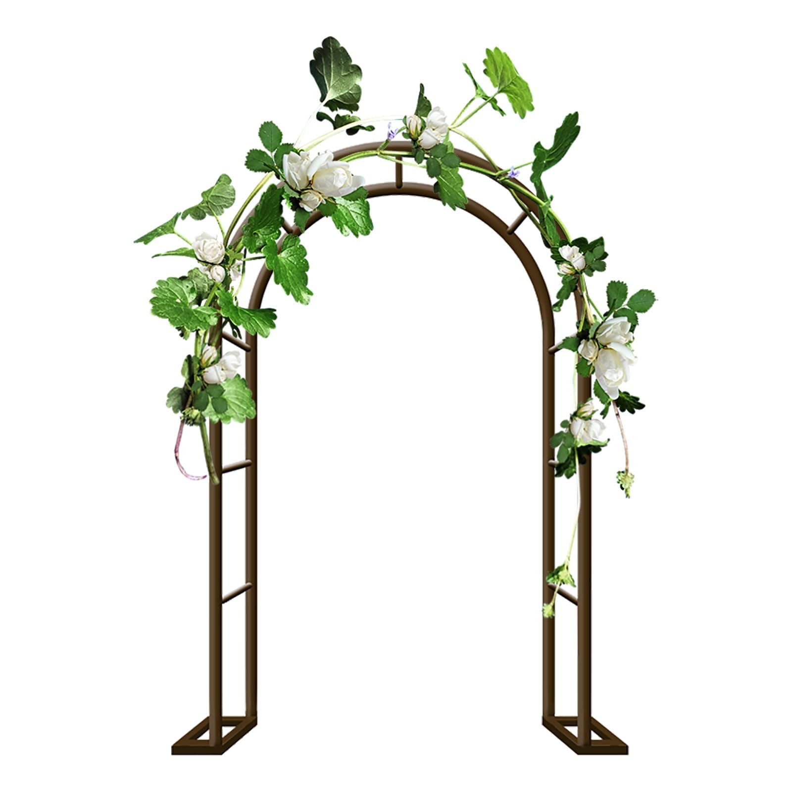 QYANPEN Steel Garden Arch 80cm to 350cm Wide Metal Garden Trellis,Outdoor Wedding Arch,Round Pergola Arbour for Climbing Plant Vines,Metal Pergola Arch(Brown,L200xW40xH230cm)