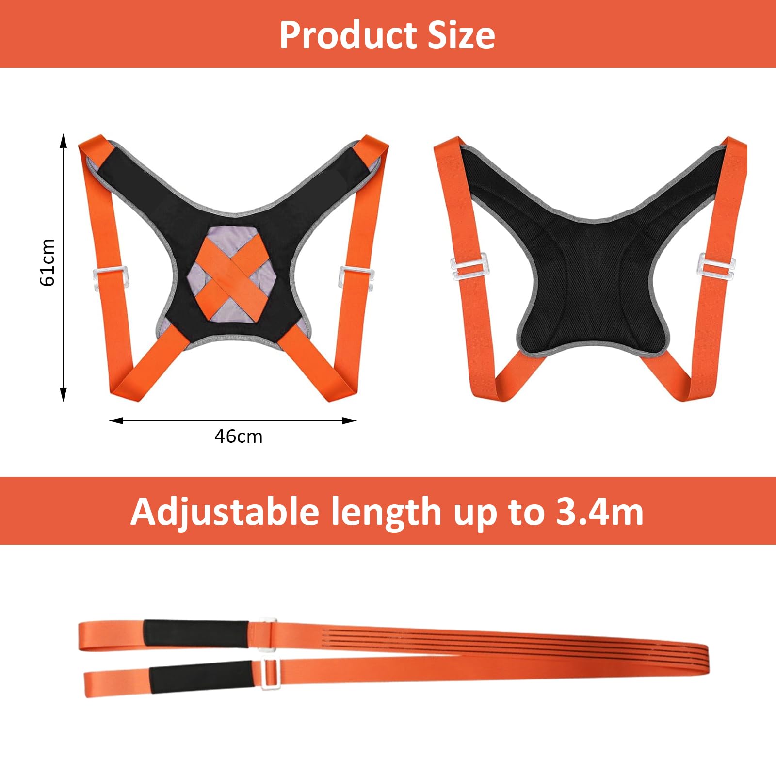 Tragegurte Umzug Kit Tragegurt für 2 Personen mit Schwamm-Weste, 800kg Hebegurt Umzugshelfer, Multifunktionaler Hebegurt für Möbel & Geräte, Möbeltragegurte Möbeltransport (orange)