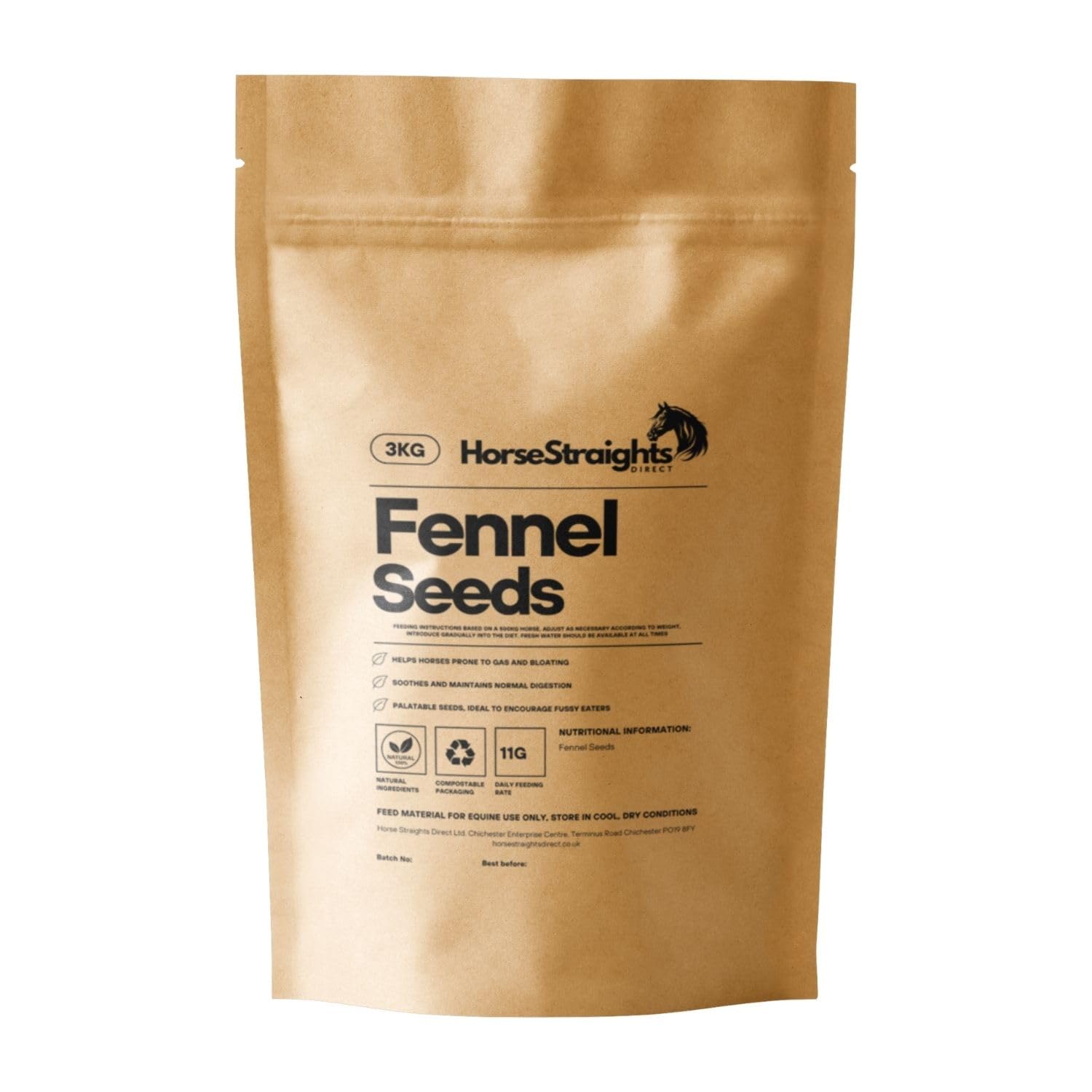 Fennel Seeds for Horses Digestive Comfort Gas Relief & Eye Support 3Kg HSD Horse Straights Direct