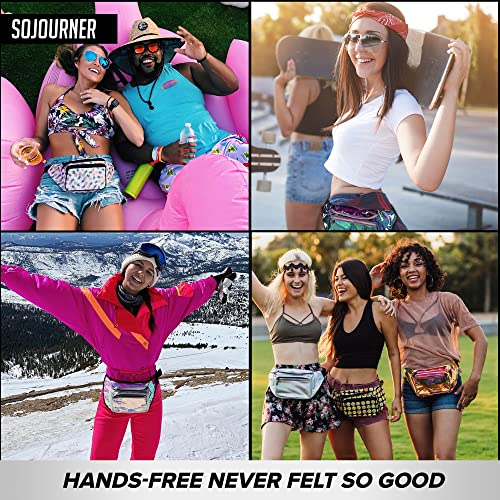 Image of Fanny Pack Belt bag - Crossbody Waist Bag for Men or Women - Hands-Free, Waterproof Large Bumbag for Hiking, Running, and Travel, Rainbow (multi-color) v2, One Size