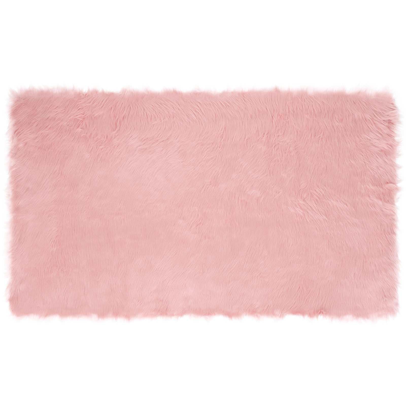 Tapis fausse peau de mouton rose 100x200cm rectangulaire gamme Tafalla pour salon
