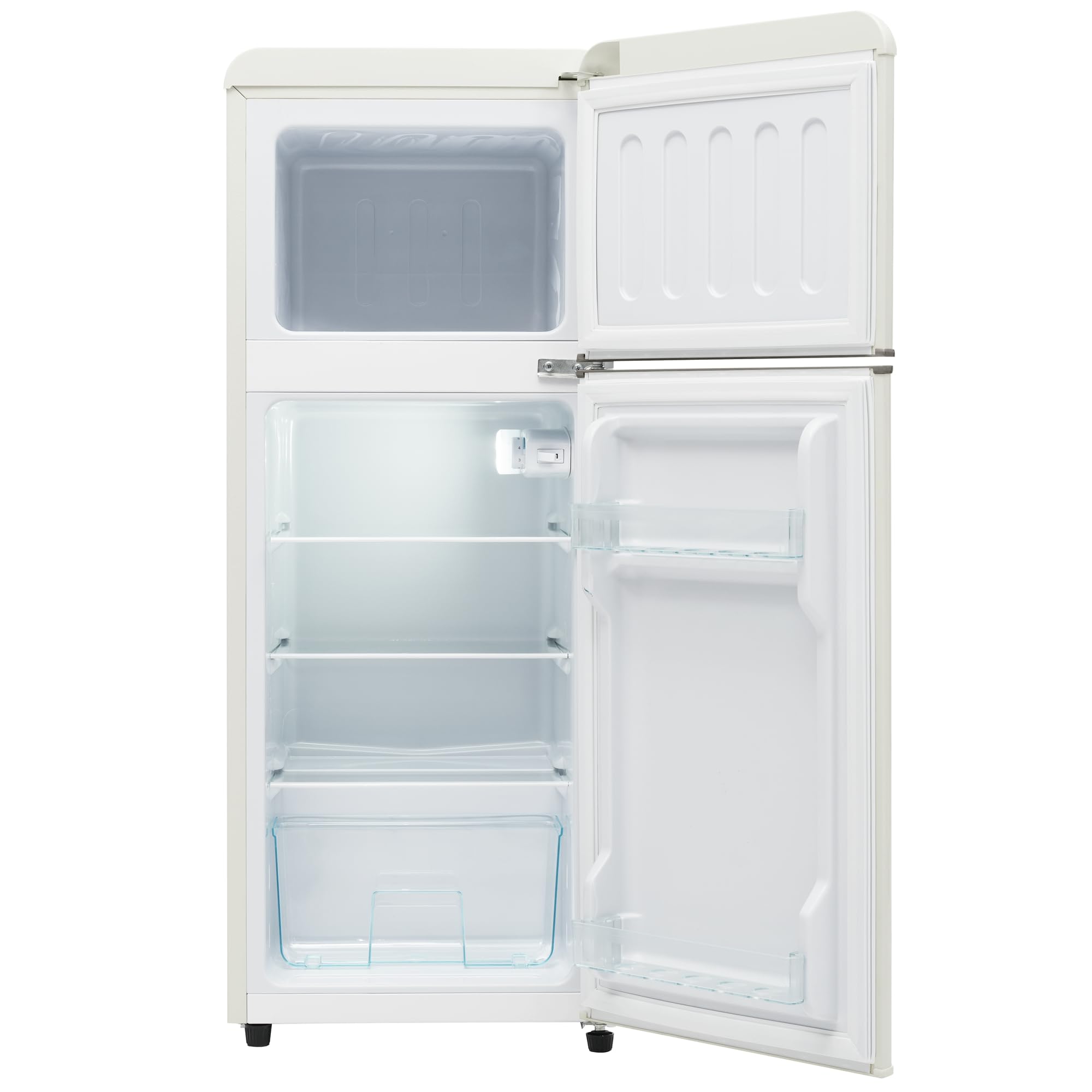 Merax Frigorífico de 2 puertas, 92 litros, congelador 28 l, 105,5 cm de altura, LED, estantes de vidrio ajustables, 116 kWh/año, silencioso 45 dB, compacto y energéticamente eficiente, para cocina