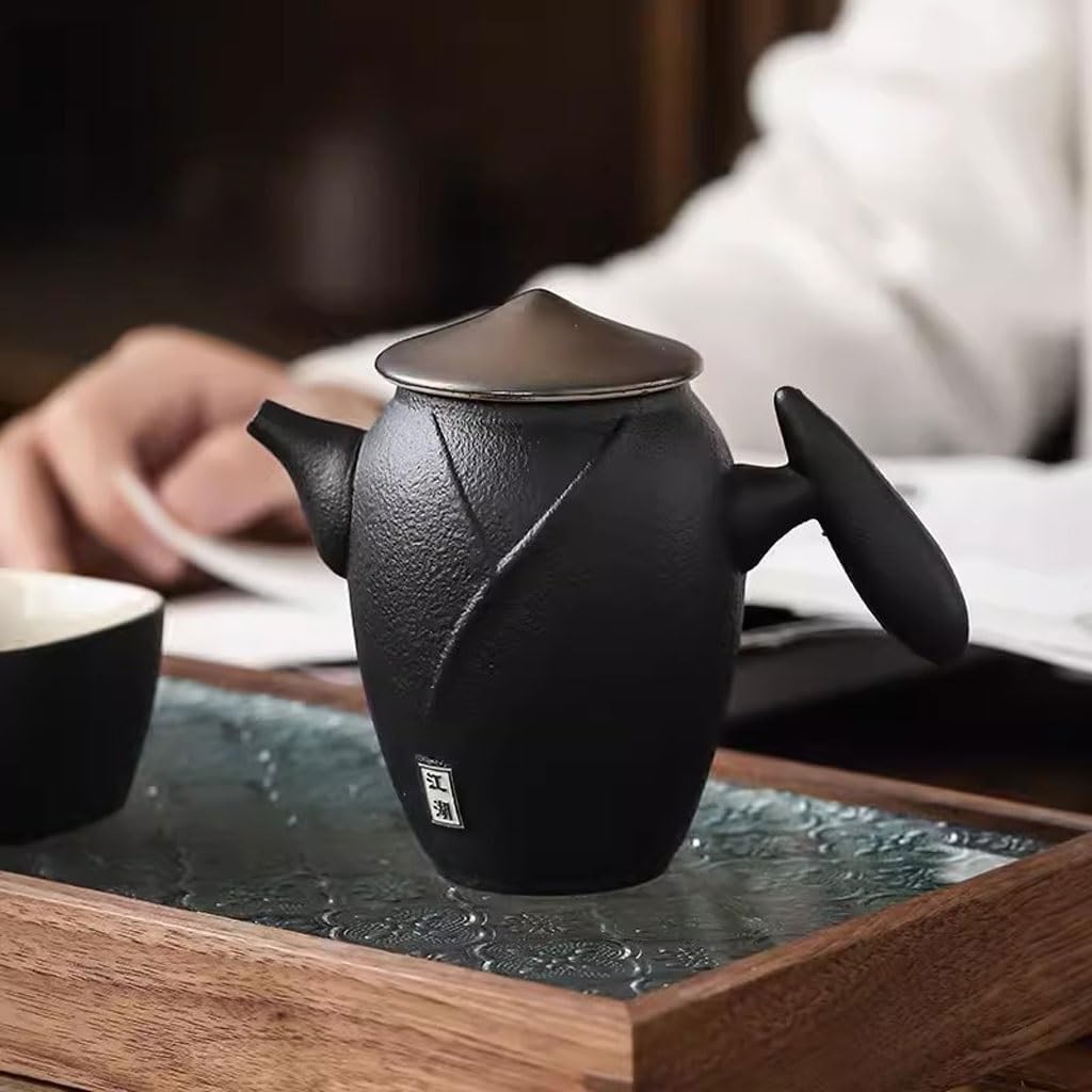 Tetera de cerámica creativa Retro negra con filtro para el hogar, pequeña oficina, juego de té de Kung Fu, tetera individual