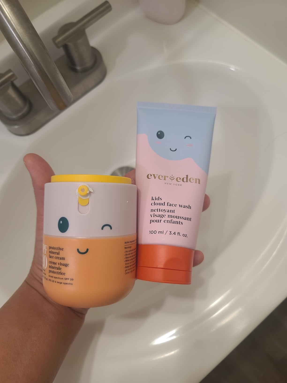 Evereden Happy Morning DUO Kids Spa Headband for Girls: Clean & Vegan Skin Care Bundle | Cloud Face Wash + SPF 20 Mineral Face Cream | Non-Toxic | Easy-to-Use Skincare