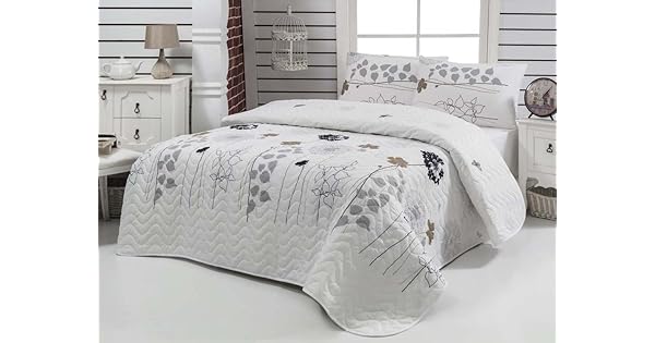 Eponj Home Kapitone Yatak Ortusu Seti Cift Kisilik Atlantis Beyaz Amazon Com Tr