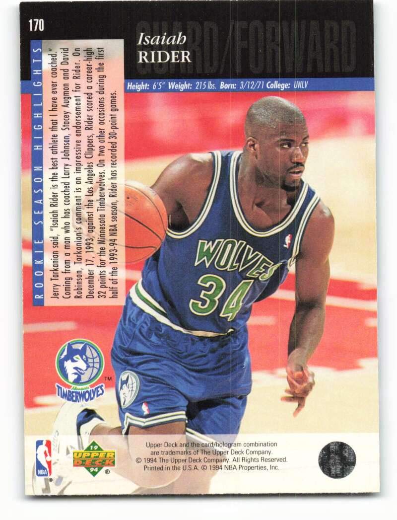 ❗️希少新品未開封❗️ NBAトレーディングカード 95-96シーズン　T189 Amazon.com: 1993-94 Upper Deck Special Edition #170 Isaiah Rider