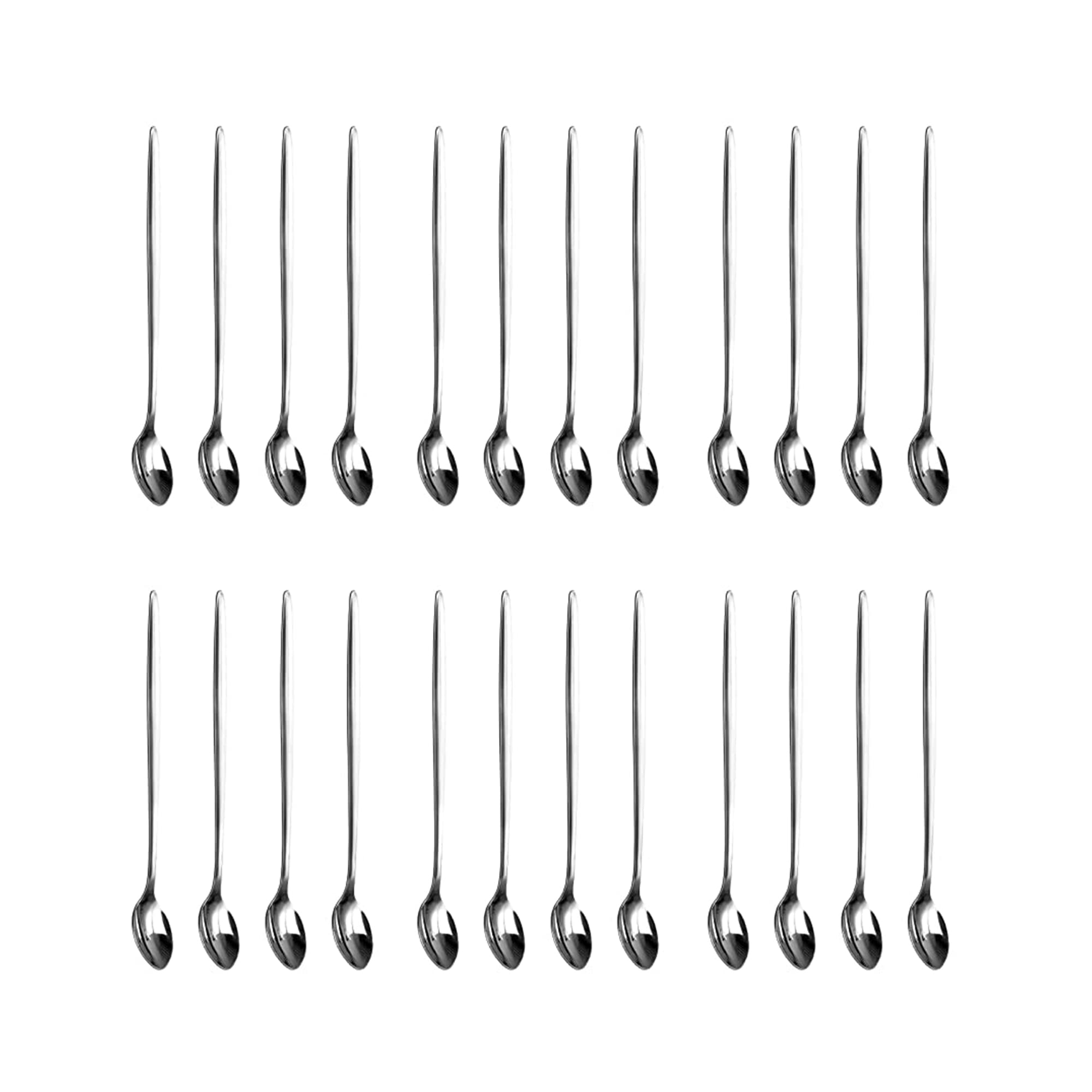 PNJB, Latte Glass Ice Cream Sundae Coffee Spoons Stainless Steel Long Handle 20cm, Ideal for Sundae, Ice Cream, Dessert, Iced Coffee & Tea (24PCS)