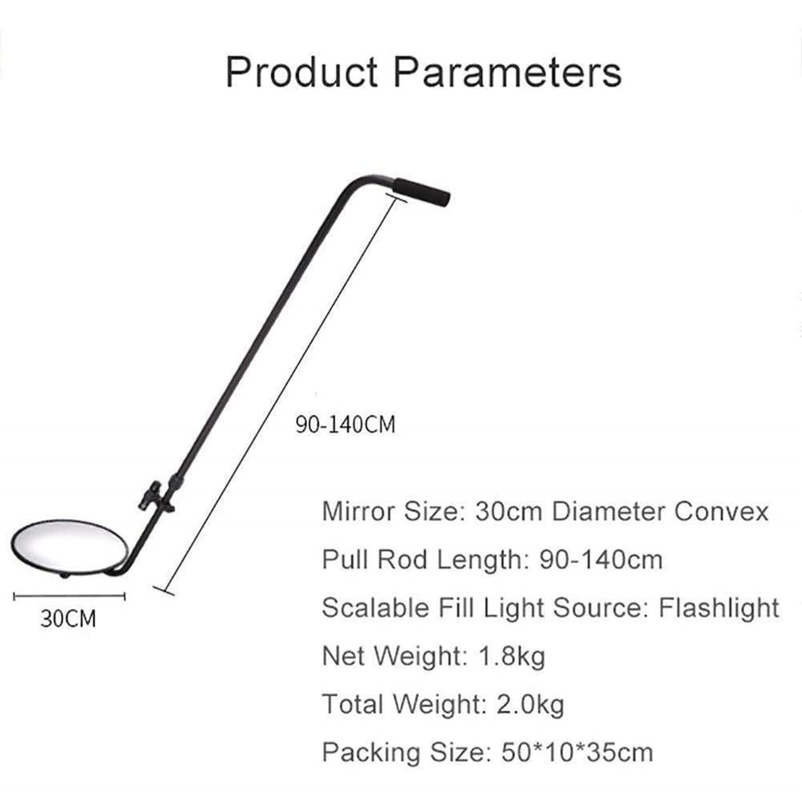 Specchietti per ispezione Veicoli, Specchietti per ispezione Veicoli, Specchietti di Sicurezza con Manici telescopici Regolabili, Ruote e luci a LED, Attrezzature per ispezione