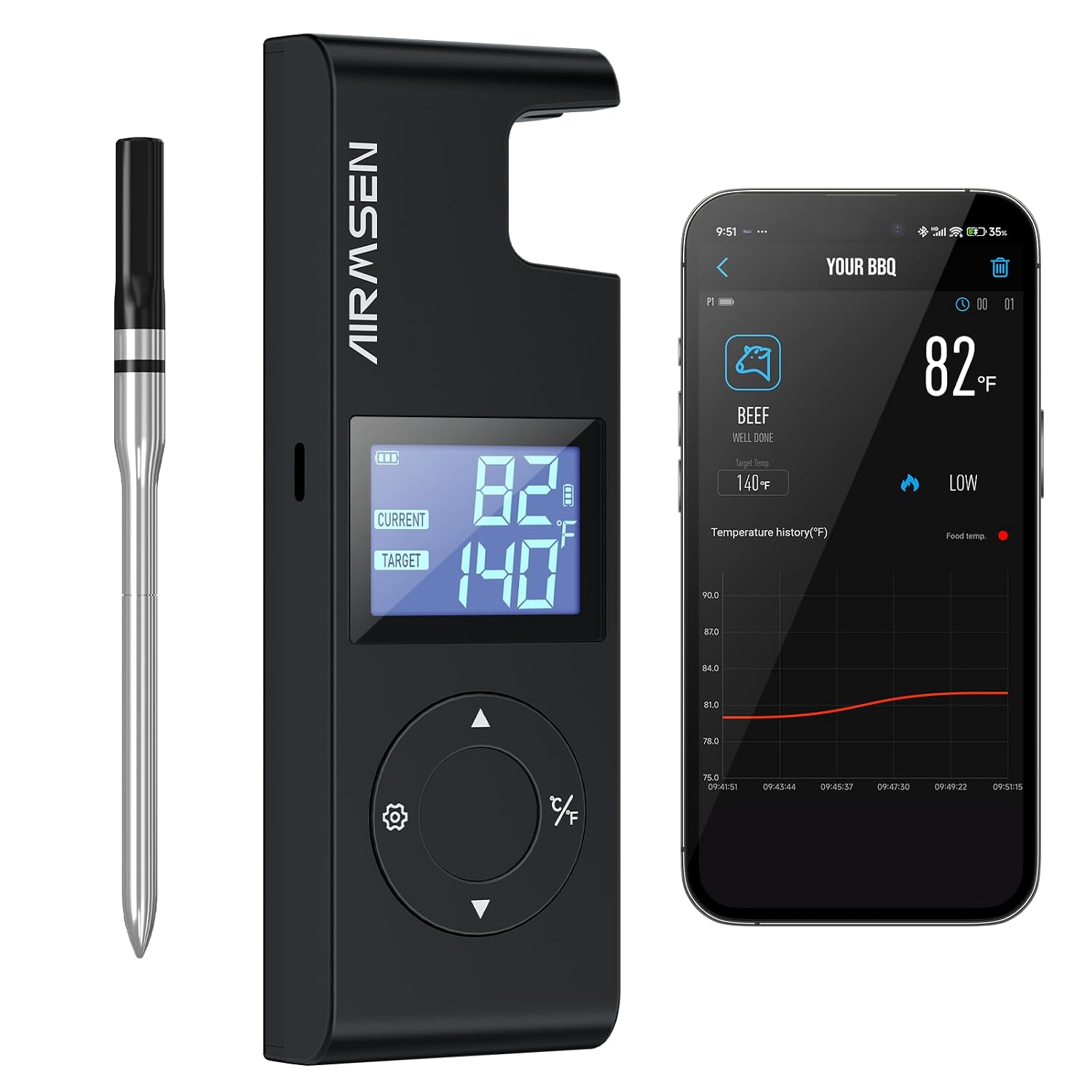 AIRMSEN: Long Range Bluetooth Meat Thermometer