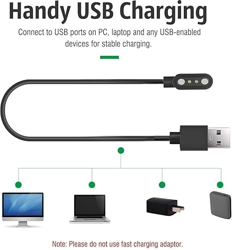 Miniatura 5 de Cable de carga magnético compatible con Coucur Y66Jugeman Y66Zakotu Y66 Smart Watch, cable de carga USB de alta velocidad de repuesto de 3.3 pies