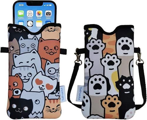 Miniatura 36 de Tainada Funda Bolsa Estuche de Neopreno para Teléfono para Hombres y Mujeres con Correa Cruzada/Cordón para el Cuello para iPhone 17/16/15 Pro Max