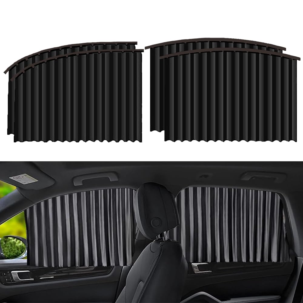 Car Side Window Curtain Slidable Magnetic Car Side Window Parda Car Sunshade Curtain FOR FORD|Fiesta|Ikon|Fusion|Eco Sport|Figo Aspire|New Endeavour|Fiesta Classic|Mondeo|Figo(BLACK)