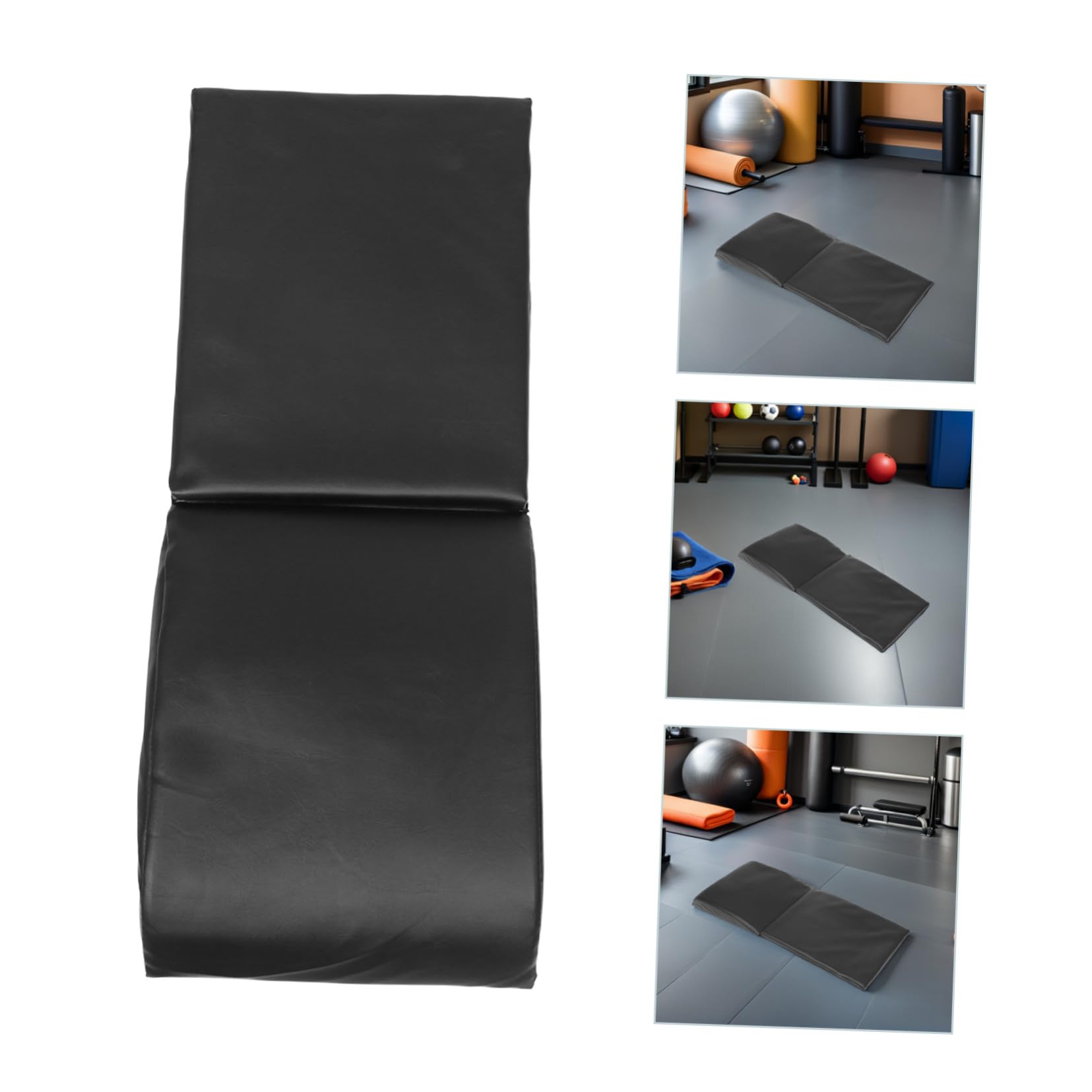 Faltbare Bauchmuskelmatte aus Baumwolle und Kunstleder, Schwarz