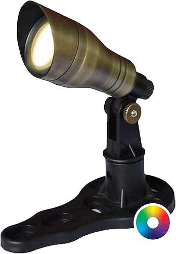 Iluminación de paisaje Proyector LED de latón de 3 vatios que cambia de color para iluminación de paisajes, estanques y características de agua -