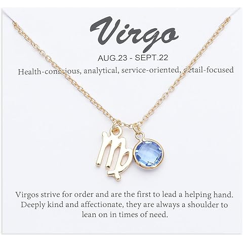 14k Gold Plated Zodiac Birthstone Crystal Pendant Necklace, Horoscope Sign Charm Ne...