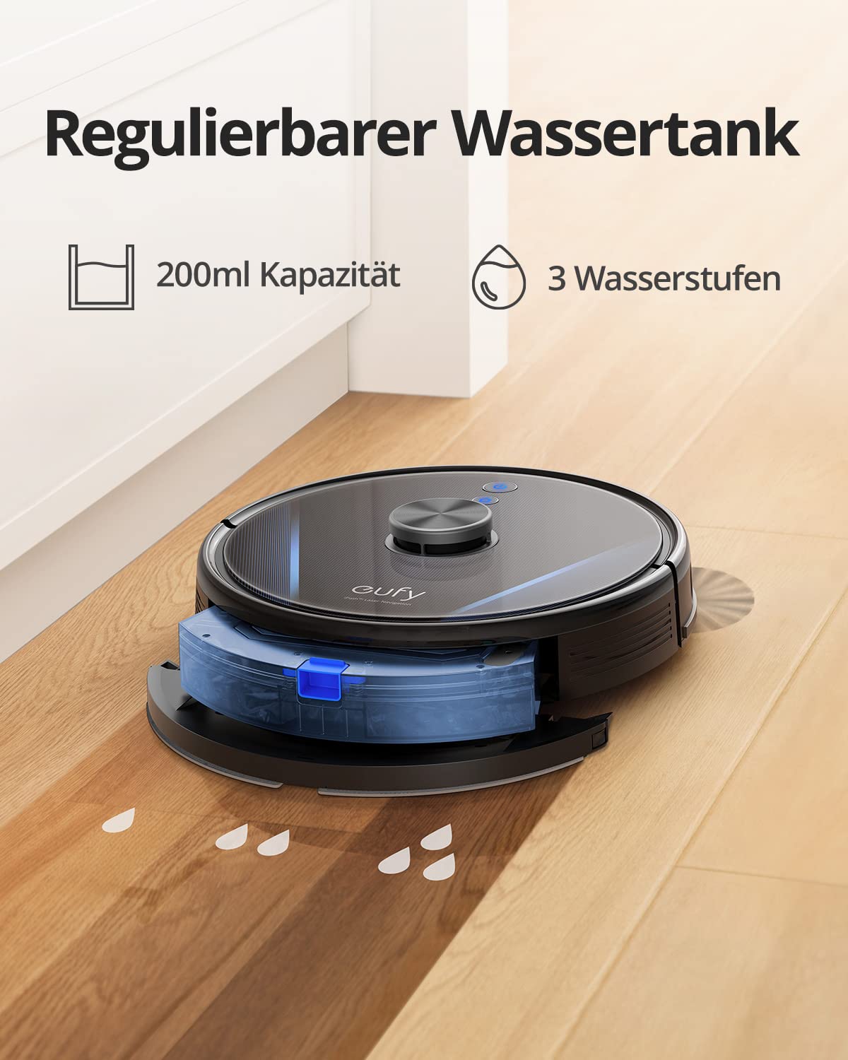 eufy RoboVac LR30 Hybrid Saugroboter mit Wischfunktion, 3000Pa Saugleistung, App, Regulierbarer Wasserbehälter, Kompatibel mit Alexa (Generalüberholt)