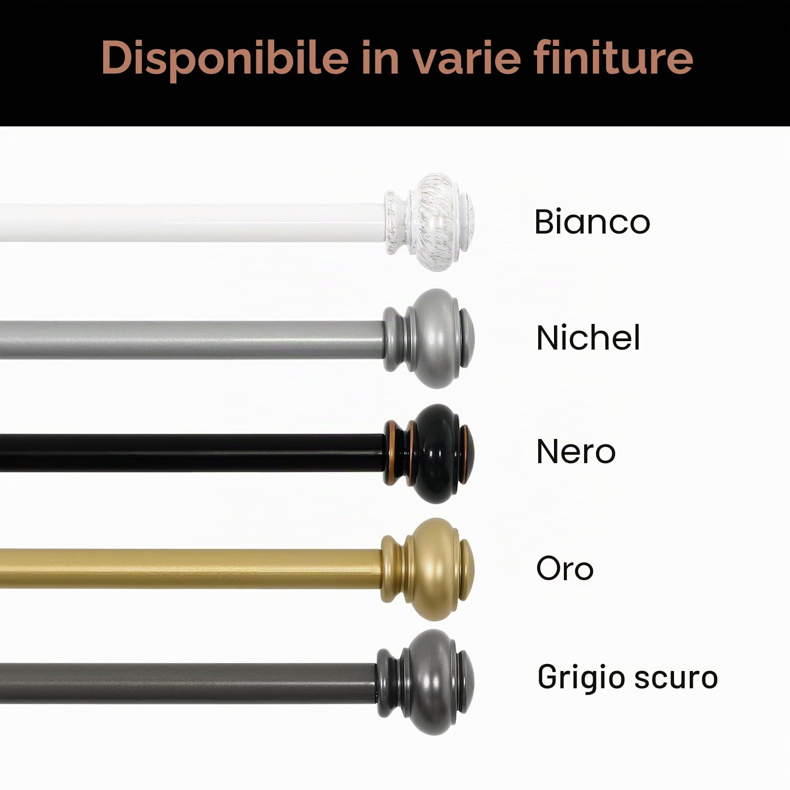BellaHills 2 Pezzi Bastone per Tenda, 76-230 cm Aste per Tende per Finestra con Coperchio e Staffe Set, Bastone per Tende Regolabile di Diametro 25mm per Camera da Letto, Bianco