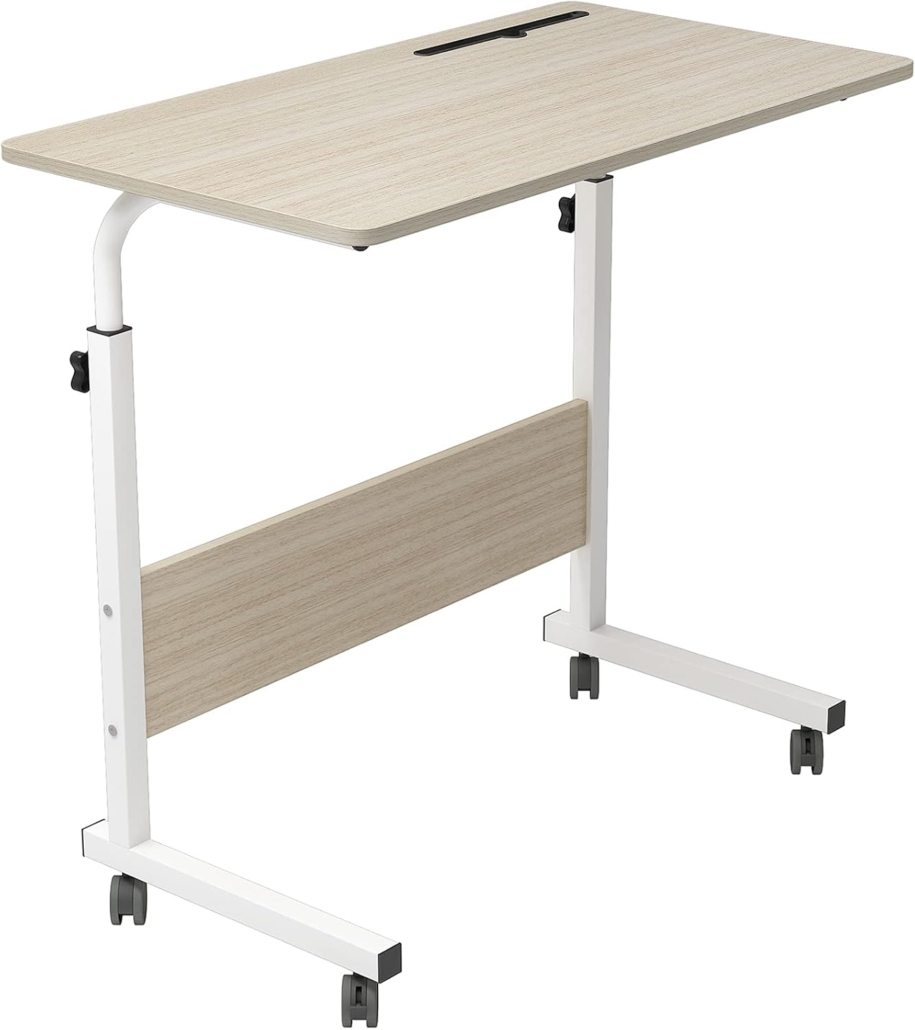 sogesfurniture Mobile Side Table 31.4 inches Tablet Slot & Wheels