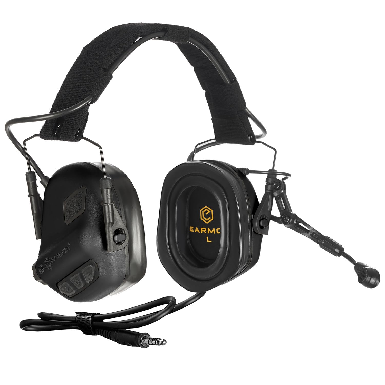 EARMOR M32 PLUS 2024 Version Tactical Headset Hunting & Shooting Earmuffs with Microphone, Sound Amplification, Nato TP120 Jacket, Black