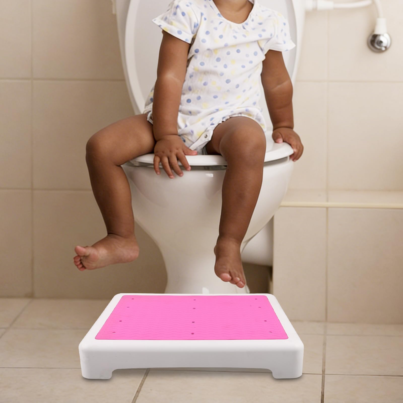 Sgabello Bagno Antiscivolo Rosa in Plastica per Anziani, Facile da Pulire Alta Capacità di Carico, per Toilette e Bagno