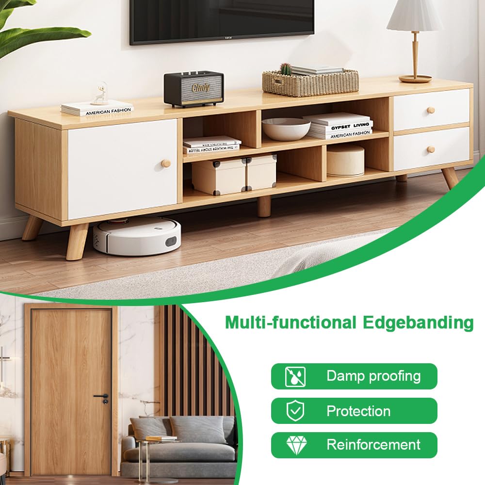 CAREDGO Tira de Canto Termofusible, Rollo de Cantoneras de Roble Blanco 22 mm x 7,5 m, Cinta Adhesiva de Chapa de Madera, Embellecedor para Muebles Pegar Con Plancha
