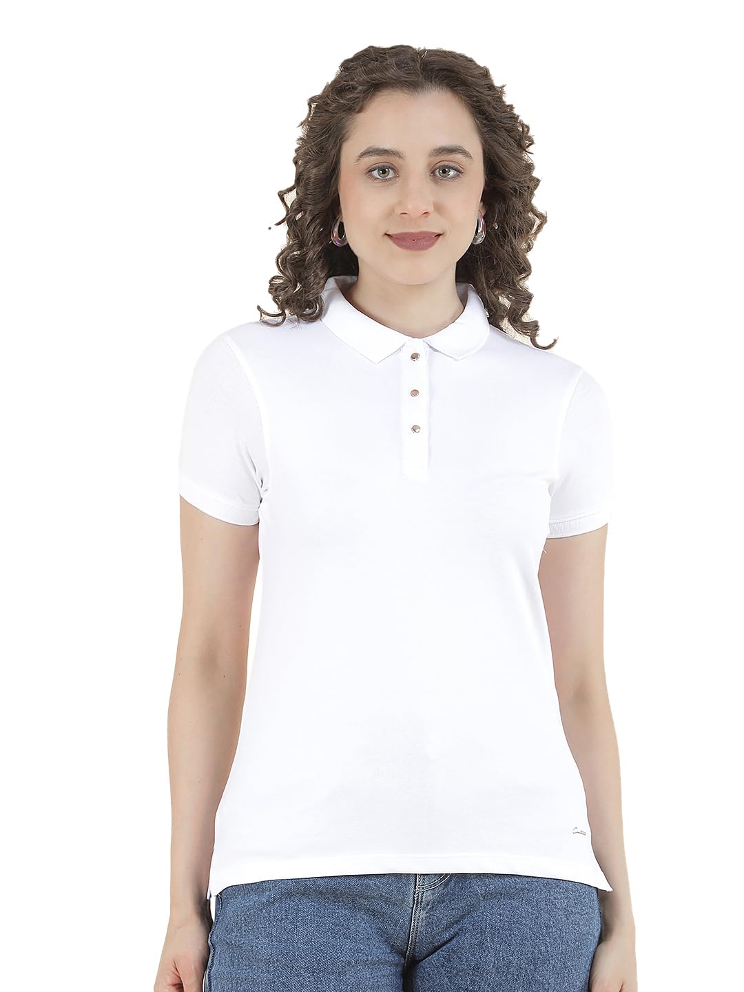 cantabil Women's Solid Cotton Blend T Shirt | Polo Neck | Half Sleeve |Regular Fit-picture-30