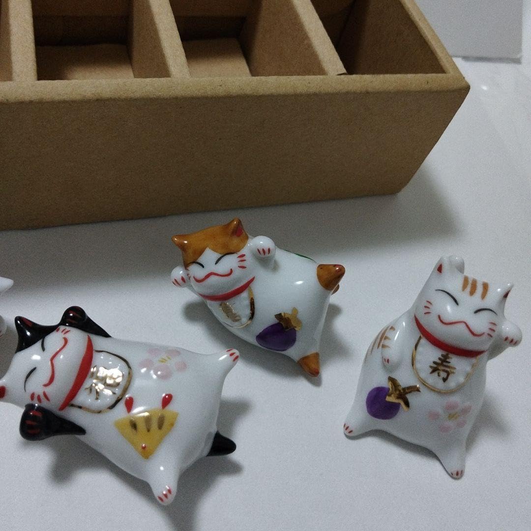 Amazon.co.jp: 猫舎道楽堂本舗 猫 箸置き 縁起物 5個セット : ホーム