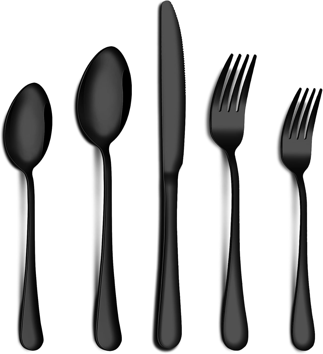 20-Piece Black Silverware Set for 4 - Matte Finish Flatware, Dishwasher Safe Utensils for Home & Restaurant