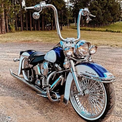 Image of Motorcycle Mirror,10mm Motorbike Rear View Mirror Irregular Shape Compatible with Harley Street Glide Electra Glide Road King Softail Touring Sportster and More (Chrome Round Shape)