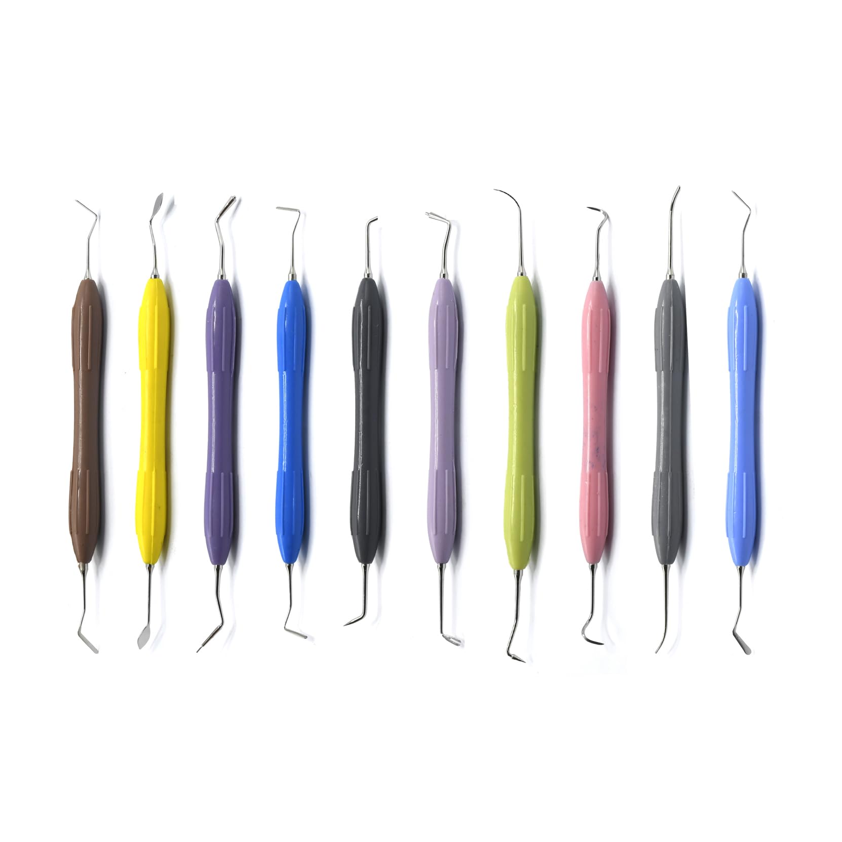 MASTERYD Dental Composite Filling Instruments Set of 10-Pcs Double Ended Silicone Handle Colorful New Composite Filling Restorative Instruments Kit with Cassette