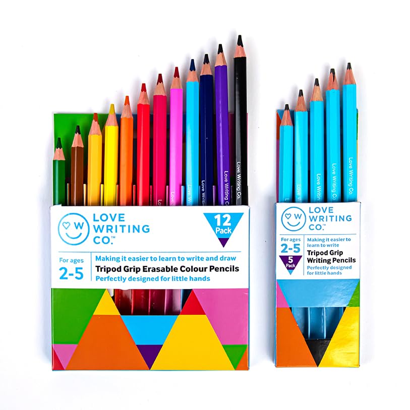 Love Writing Co. Co Better Pack 3 For Children Age 6-9 Years - Pack Of 5 Kids Pencils, 1 Handwriting Practice Book - Practice Pencil Control, Letter Formation And Cursive