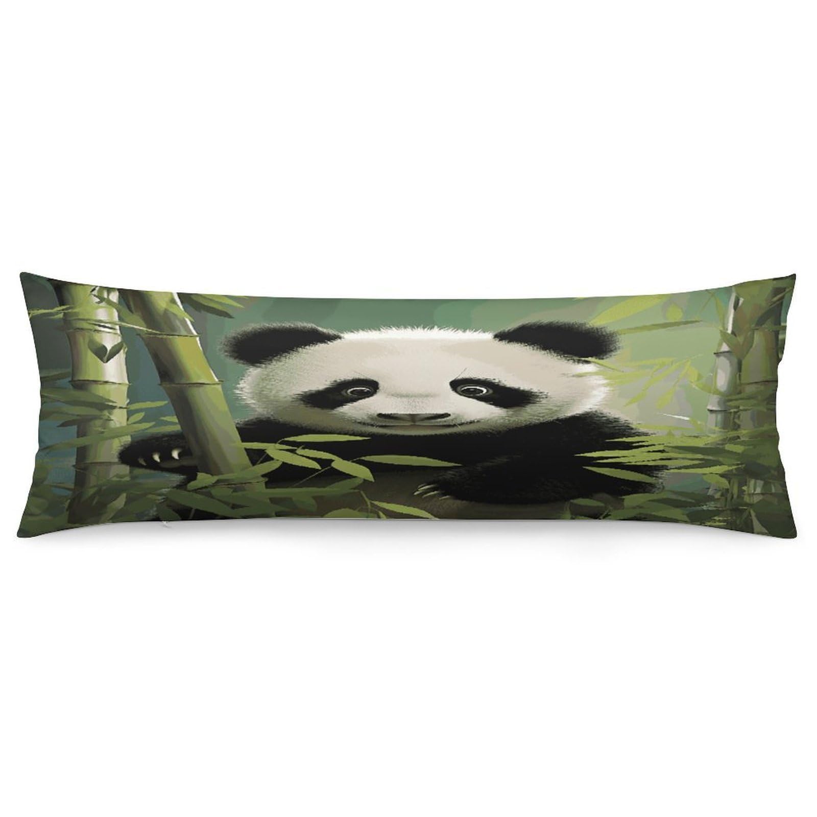 Curious Baby Panda Pillowcase Long Body Pillow Cover Soft Decorative Body Pillow Case Breathable Large Pillowcase Cute Cozy Pillow Protector for Bed Sofa Couch Room 18.9 X 53 Inch