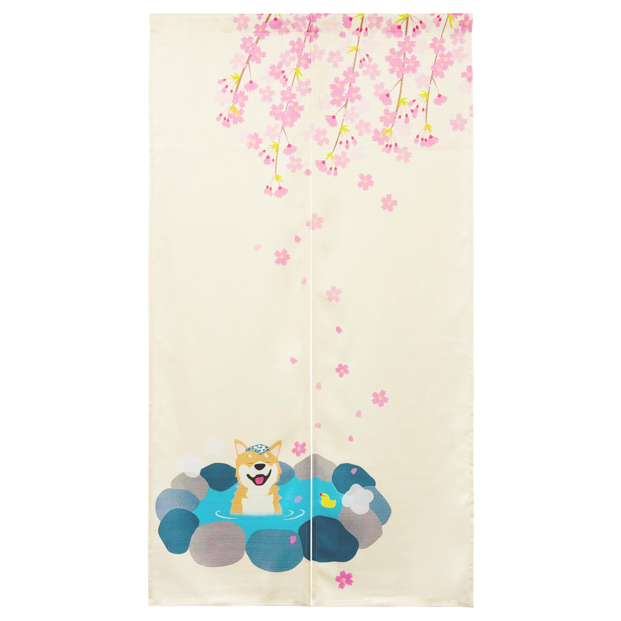 Shiba Inu Hot Spring Noren Japanese Door Curtain 33.5x59in Dog Onsen Design