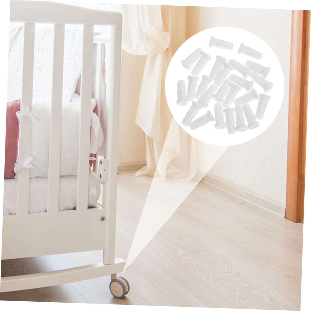 VICASKY Protections De roulettes pour Meubles Lot de 40 Pièces en Plastique Solide, Butées De Roue Silencieuses Compatibles Lits Bébé Et Rangements, Housses Anti-Bruit Faciles à Installer